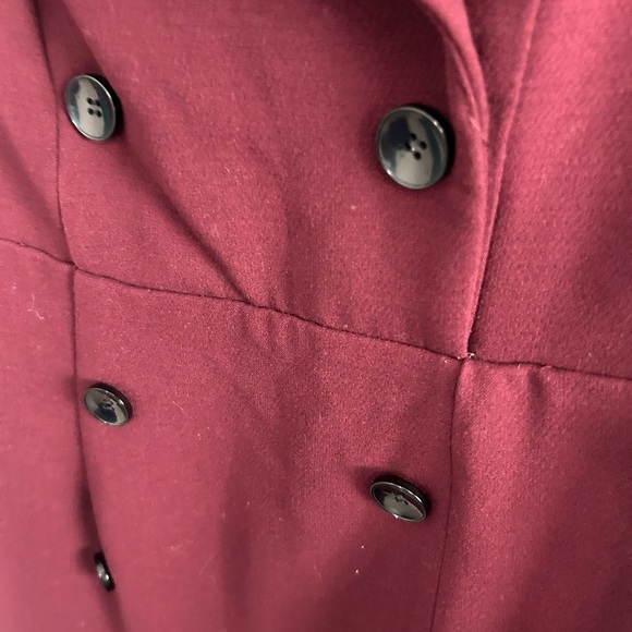 Ted Baker London Stunning maroon midi dress sheer sleeves pleated size "2" US 6 - Picture 7 of 14